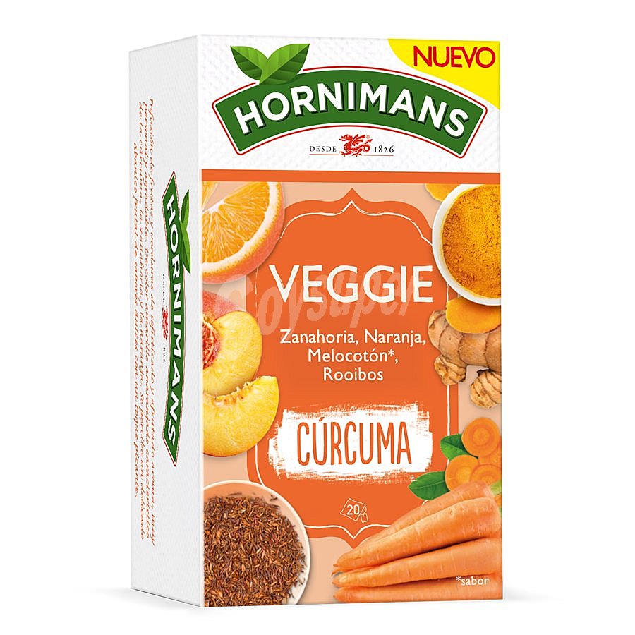 Rooibos con vegetales aromatizados (zanahoria, naranja y melocotón ), cúrcuma