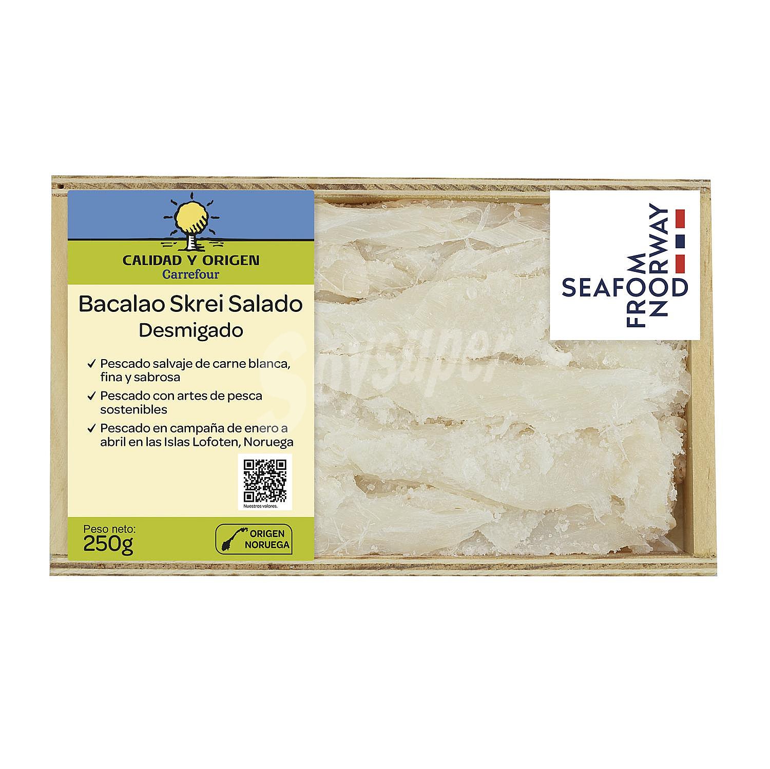 Bacalao skrei salado desmigado Calidad y Origen Carrefour