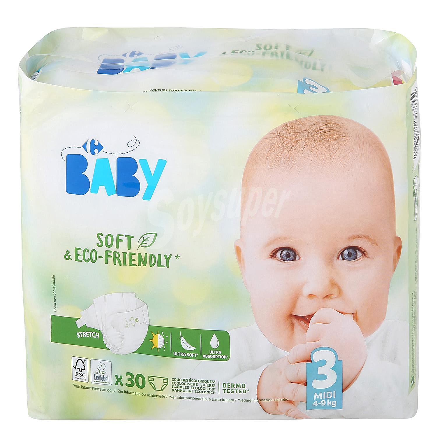 Pañales ecológicos Carrefour Baby Talla 3 Mini (4-9 Kg)