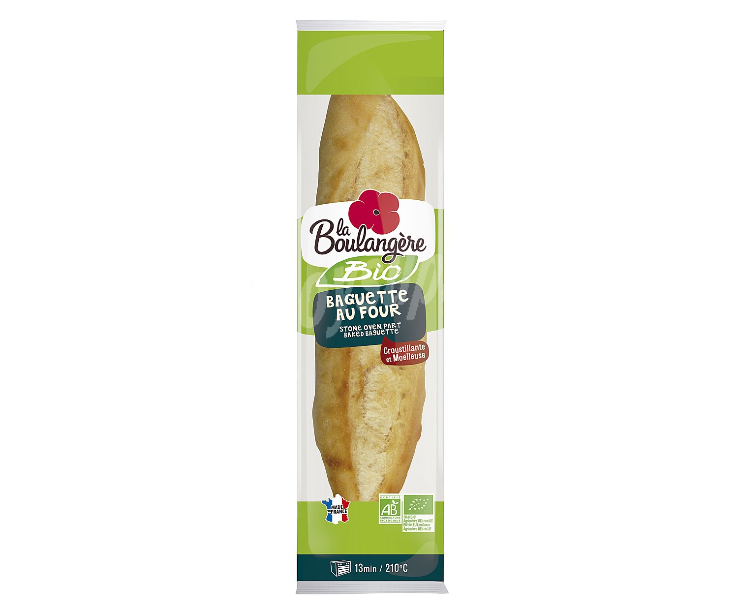 Baguette precocida ecológica 250 g.