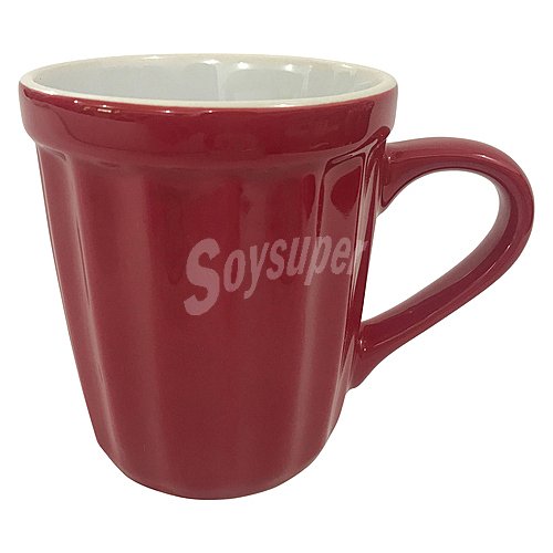 Taza de gres color rojo con relieve exterior, 0,3 litros, actuel.