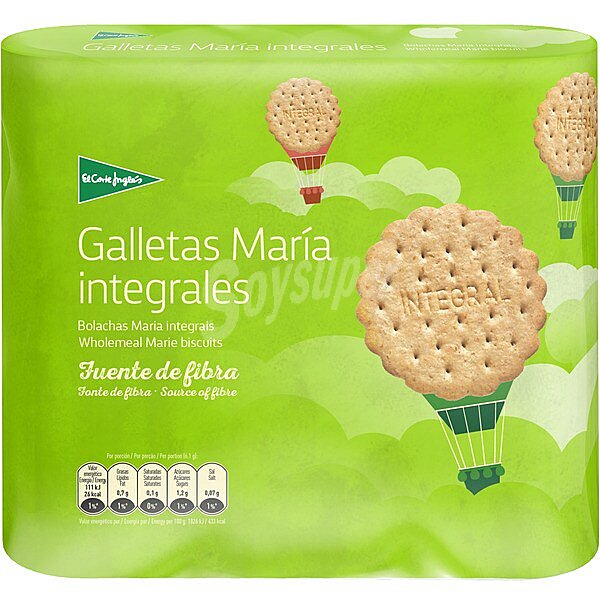 Galletas María integrales fuente de fibra