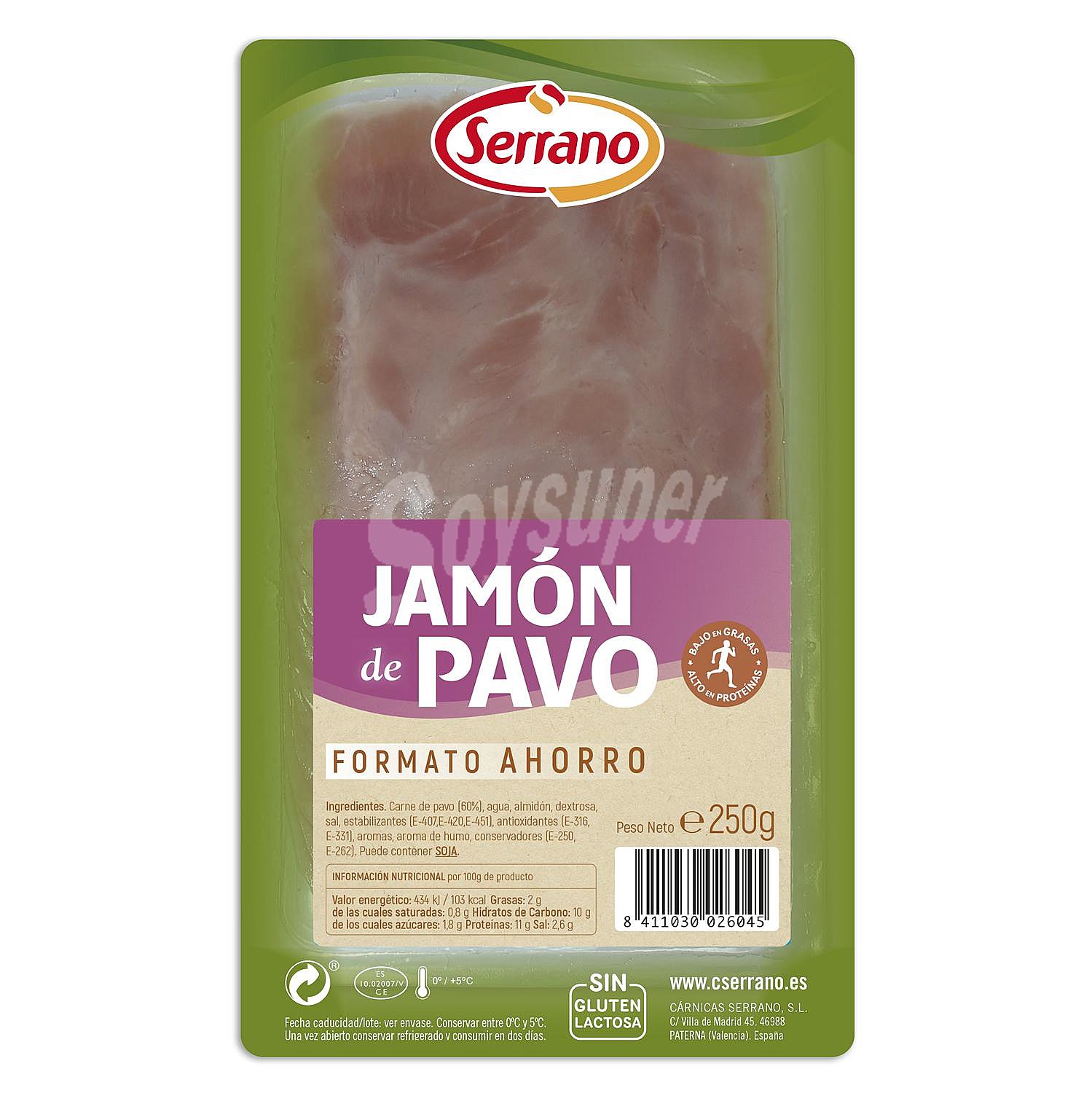 Jamón de pavo en lonchas Serrano sin gluten sin lactosa