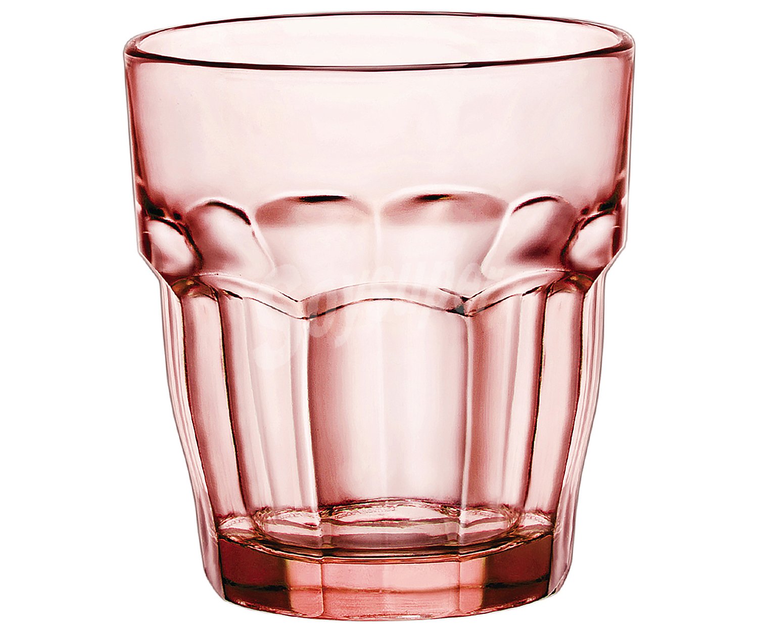 Vaso bajo de vidrio color rosa, 0,27 litros, Rocks bormioli.