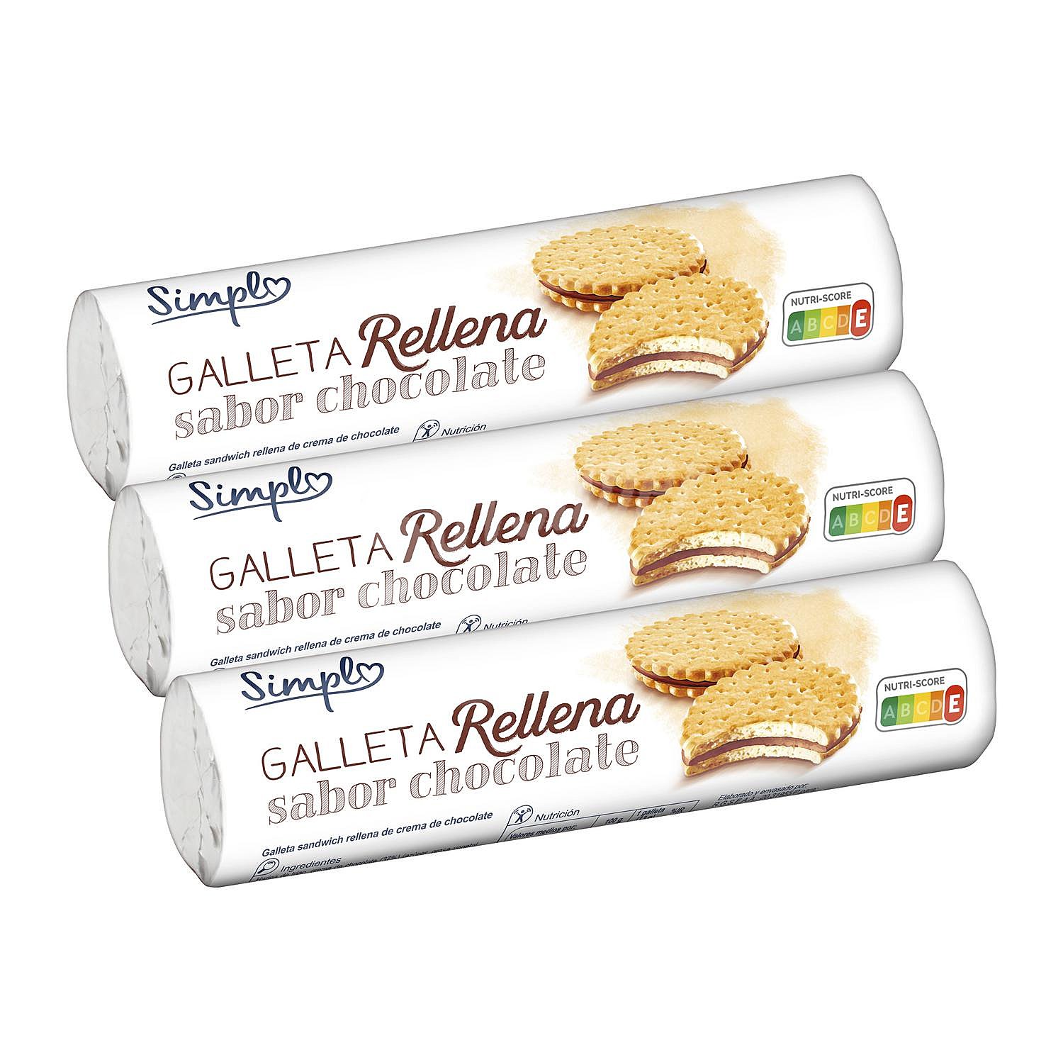 Galletas rellenas de crema sabor chocolate