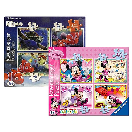 Caja con 4 puzzles de 12, 16, 20 y 24 piezas disney