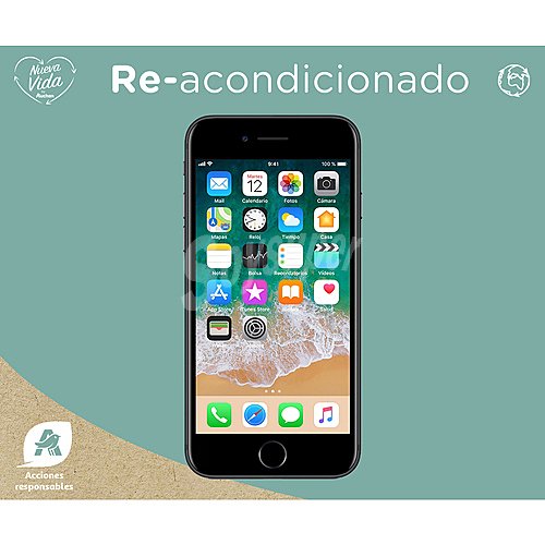 Smartphone 11,93cm (4,7) iphone 7 Negro (reacondicionado), A10, 32GB, 1334 x 750px, 12 Mpx, iOS 10