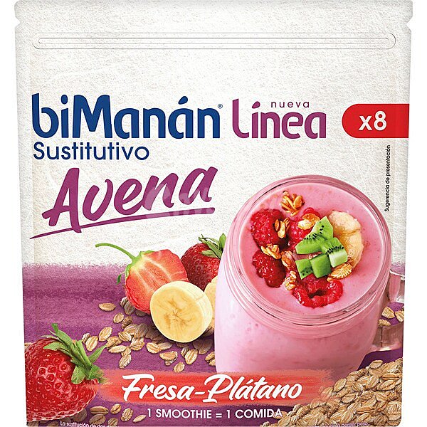 Línea Smoothie sustitutivo de avena sabor fresa y plátano 8 unidades