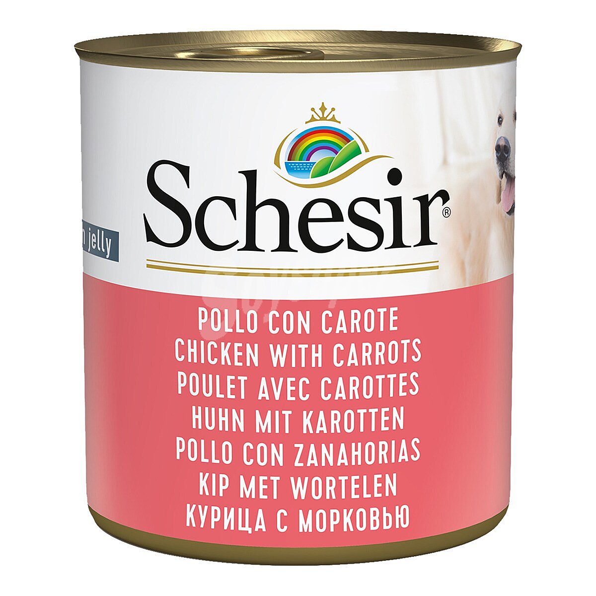 Comida húmeda para perros adultos con filetes de pollo y zanahoria