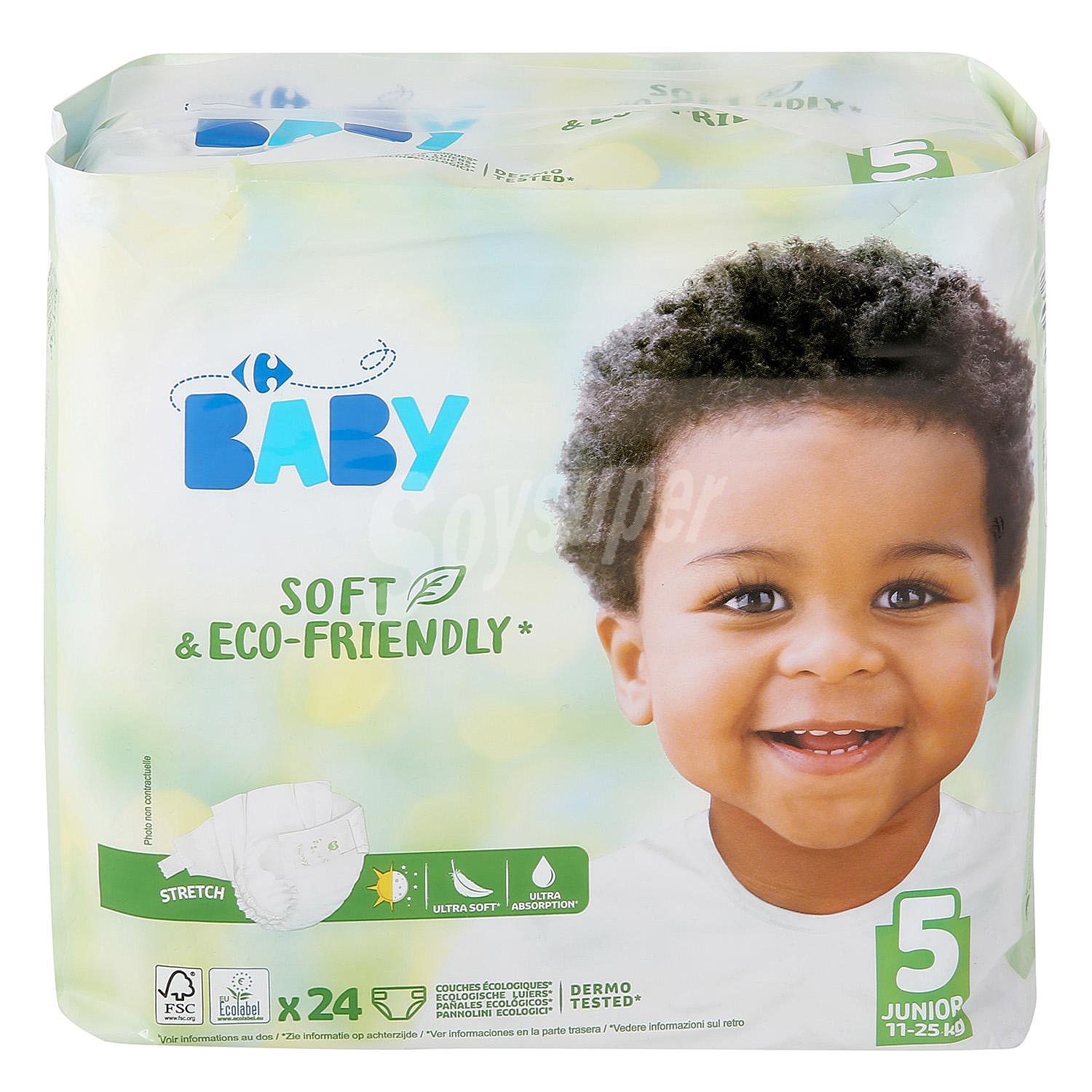 Pañales ecológicos Carrefour Baby Talla 5 junior (11-25 Kg)