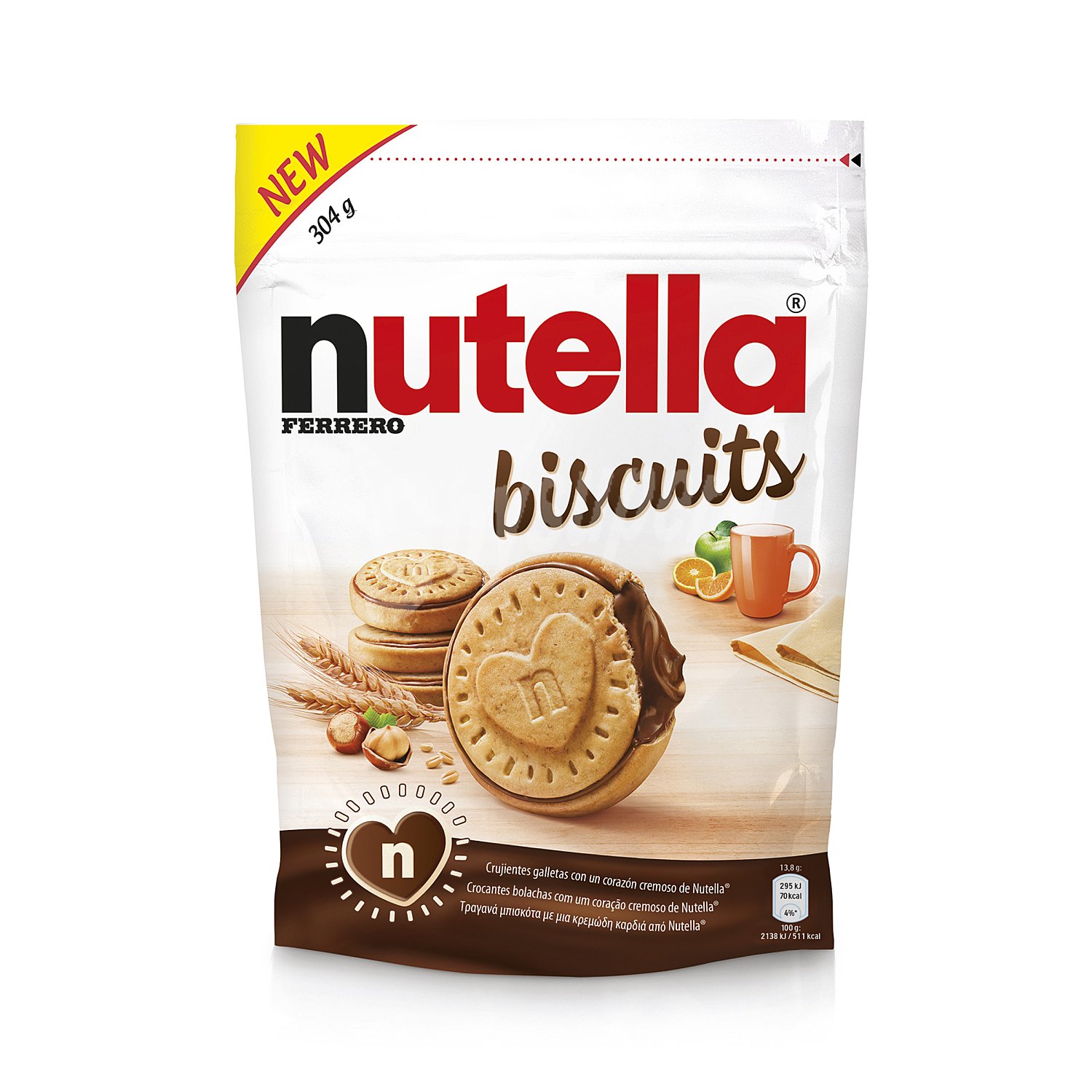 Galletas rellenas de nutella bolsa 304 gr