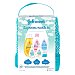 Mochila : champú , aceite corporal 300 ml, crema protectora de pañal 100 ml, loción 50 ml y gel de baño 50 ml