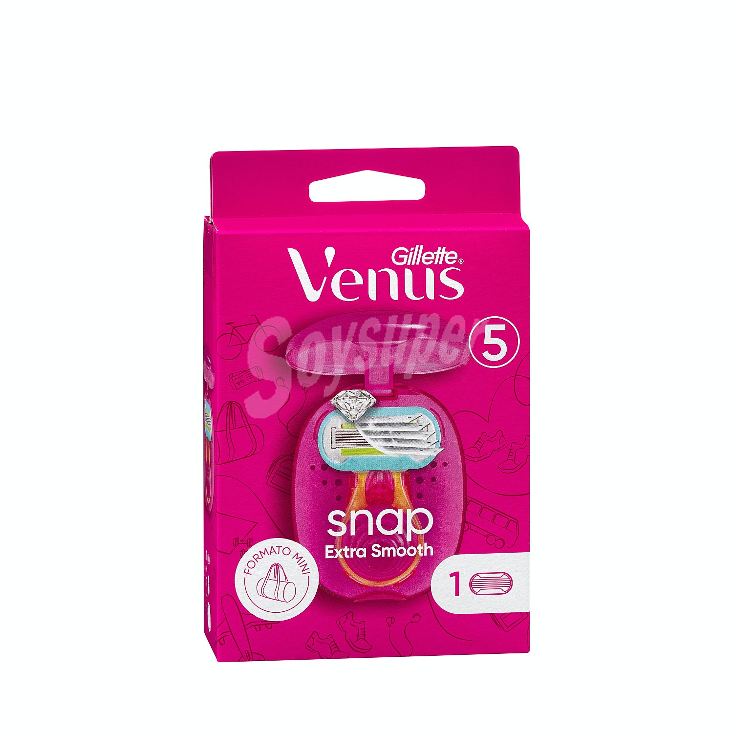 Maquinilla depilación mujer cargador venus snap mini 5 hojas (con estuche)