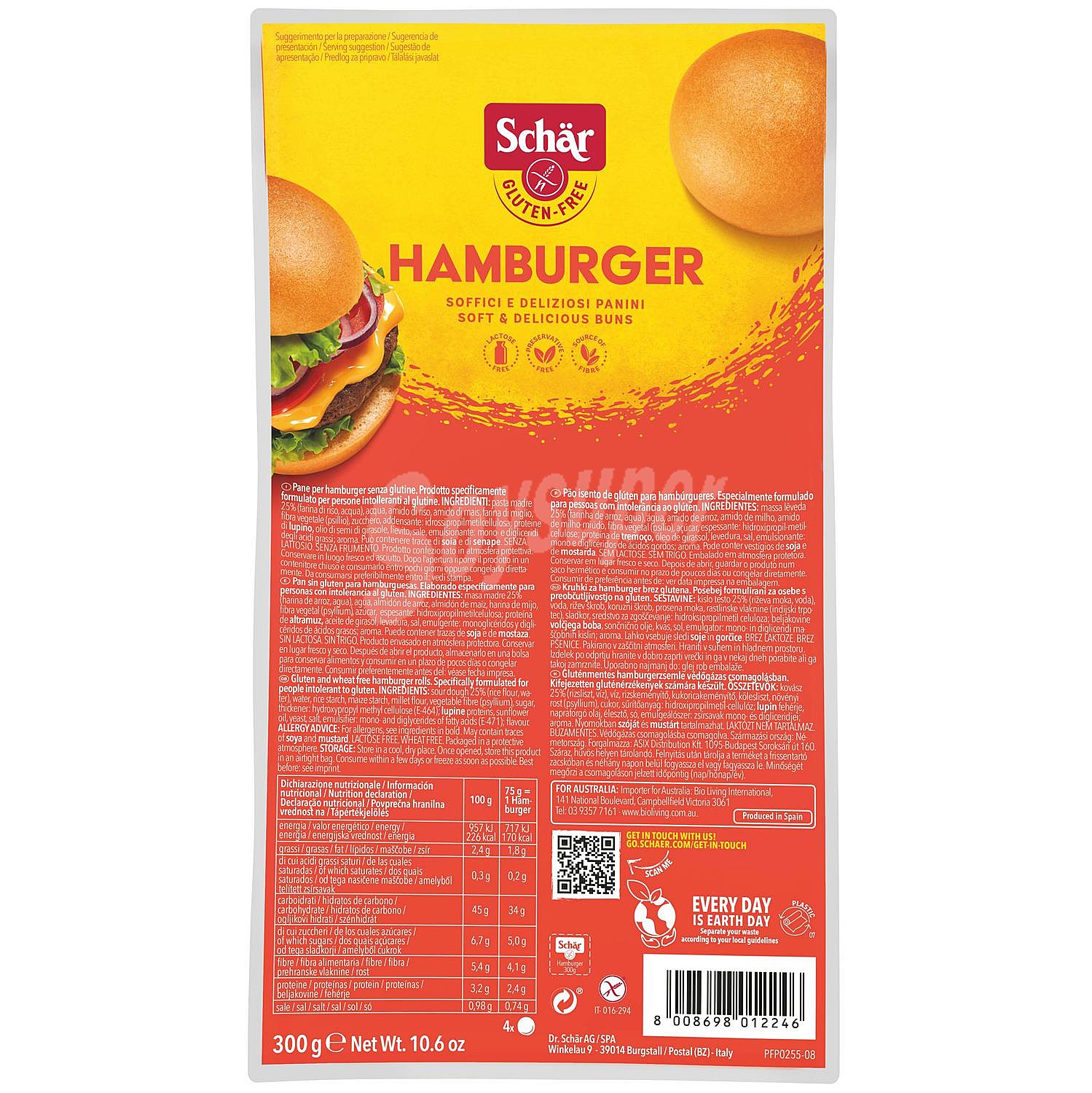 Pan de hamburguesa sin gluten