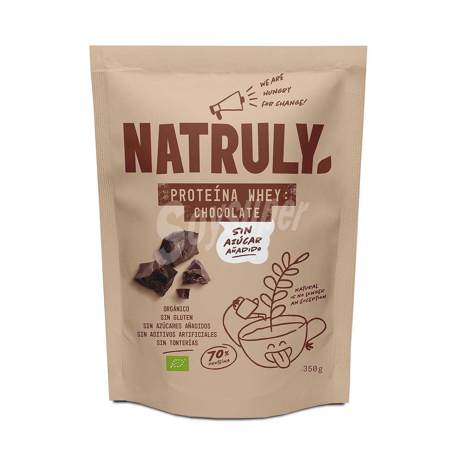 Proteína de suero sabor chocolate ecológica Natural Athlete sin gluten