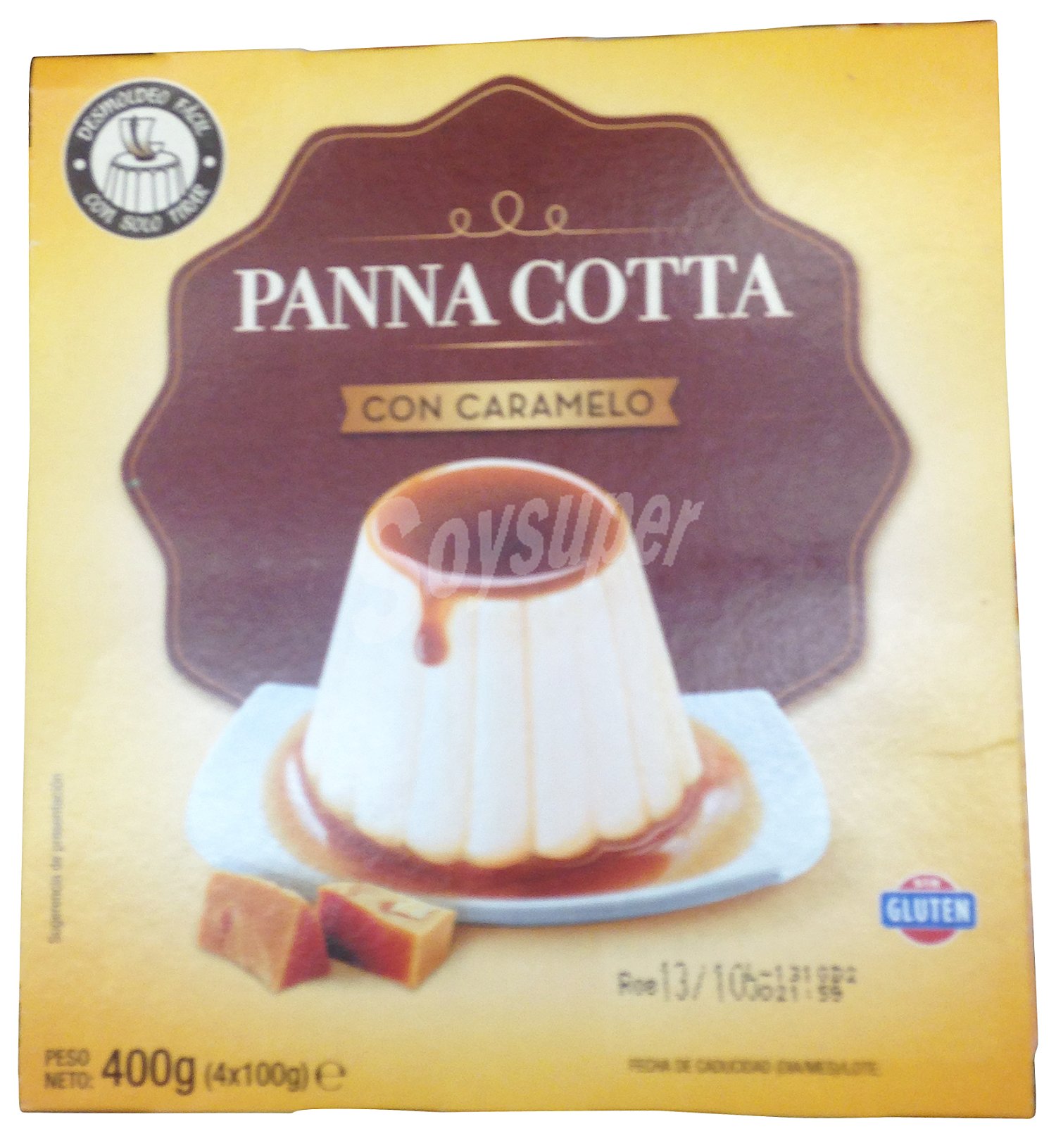 Postre lácteo panna cotta con caramelo