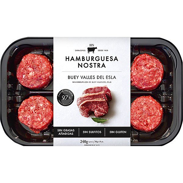 Mini hamburguesa buey de Valles del Esla 8 unidades sin gluten