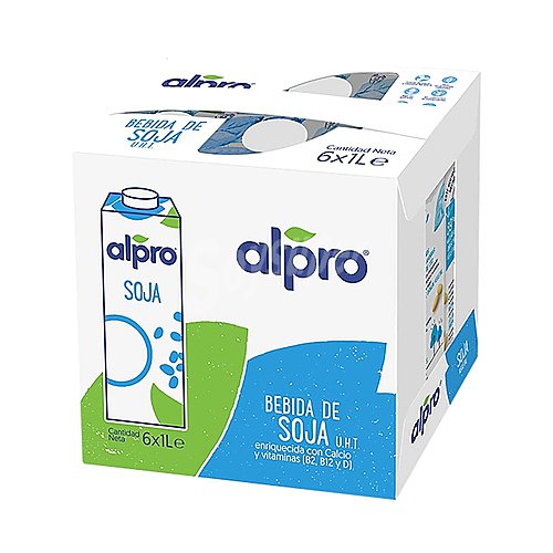 Alpro Bebida de soja 100% vegetal enriquecida con calcio y vitaminas B2, B12 y D alpro