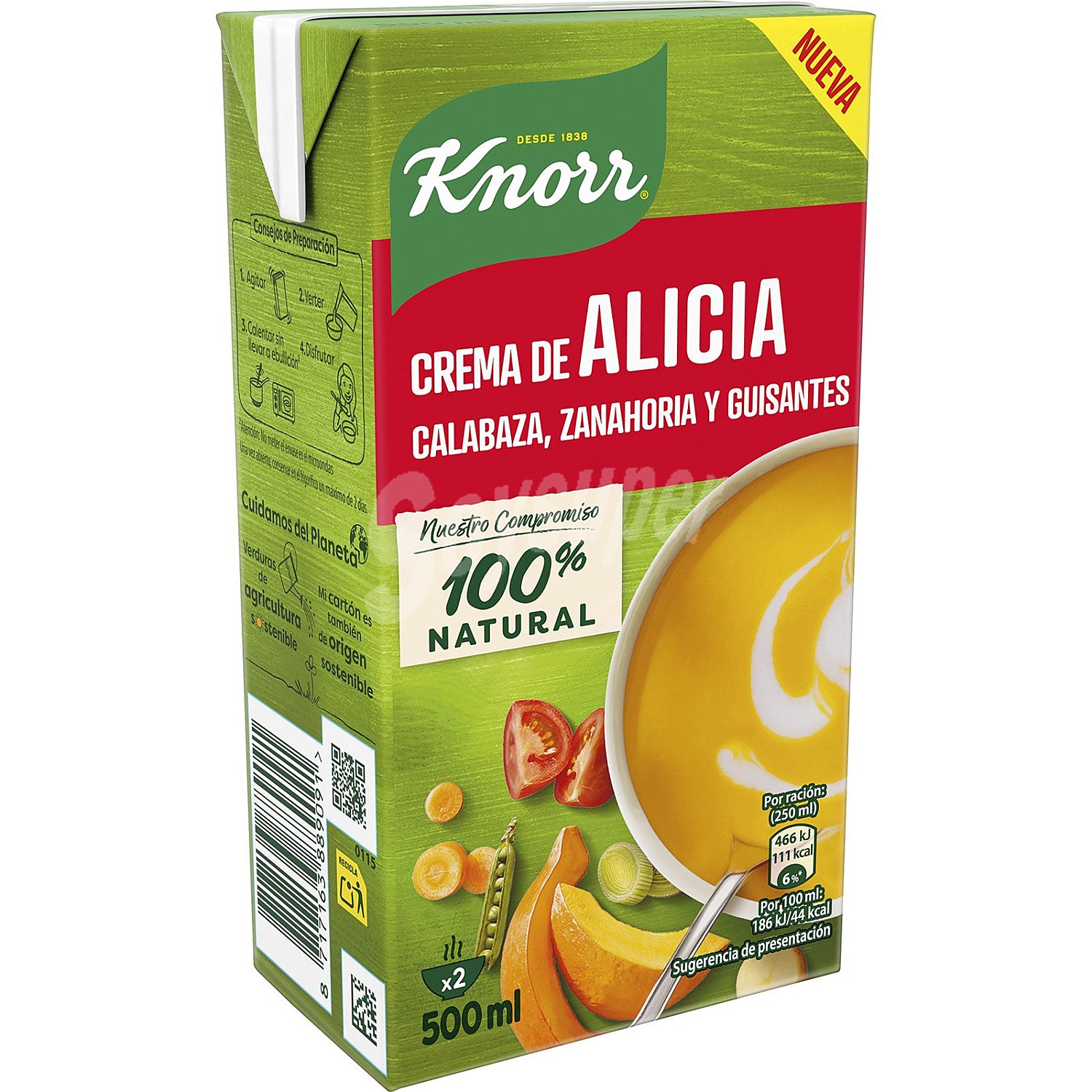 Crema de Alicia de calabaza, zanahoria y guisantes Knorr