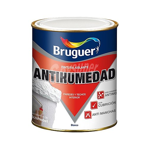 Pintura impermeable antihumedad, anti manchas y antimoho de color blanco bruguer