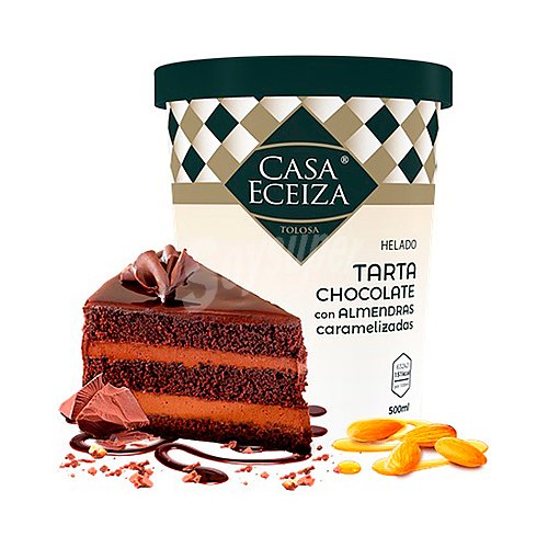 Casa eceiza Tarrina de helado de tarta de chocolate con almendras caramelizadas casa eceiza