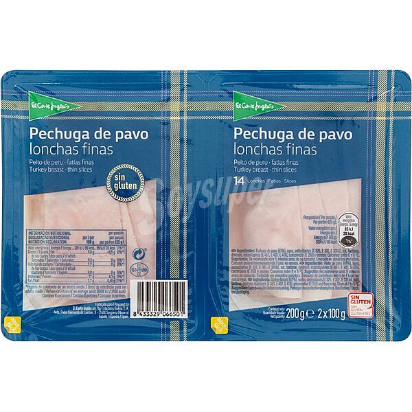 pechuga de pavo lonchas finas sin gluten