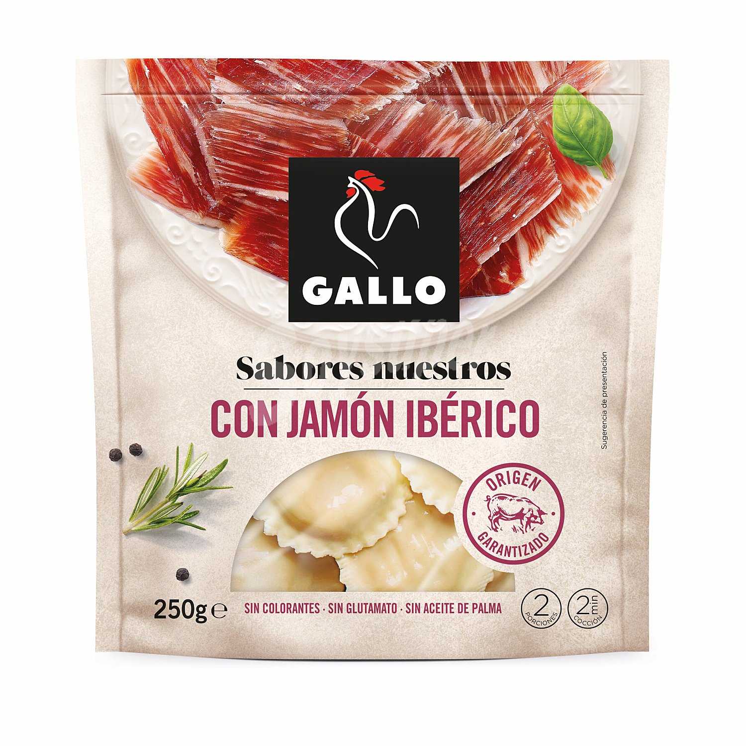 Pasta fresca con jamón ibérico bolsa 250 gr