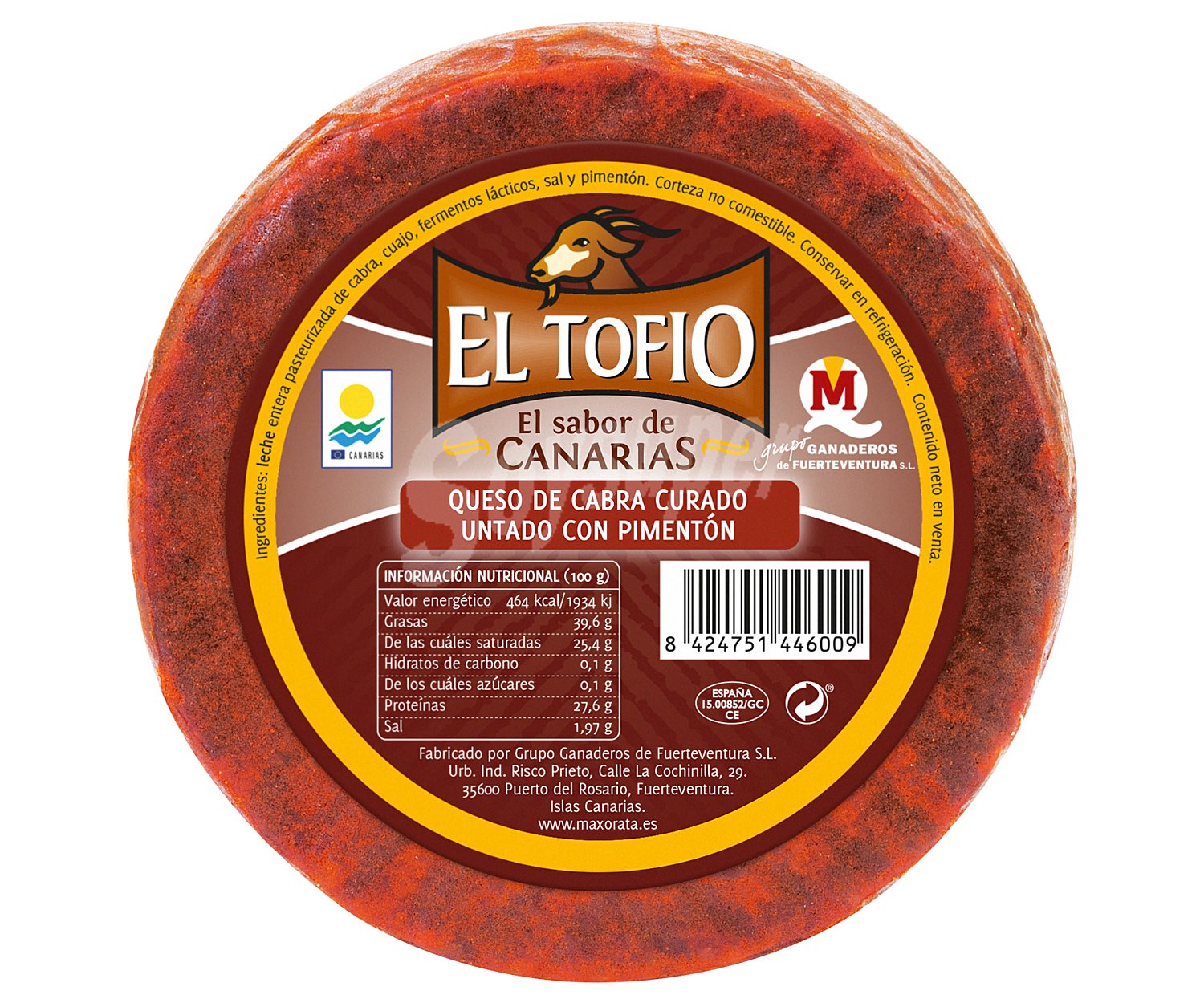 Queso curado de cabra untado con pimentón