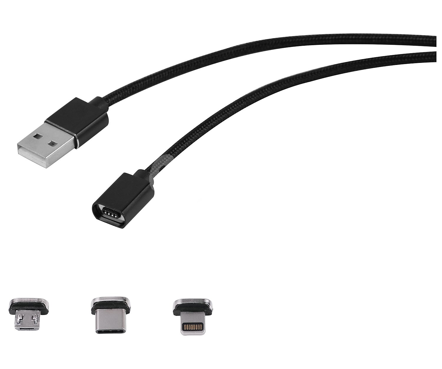 Cable magnético USB con adaptadores Micro USB / usb-c / Lightning,