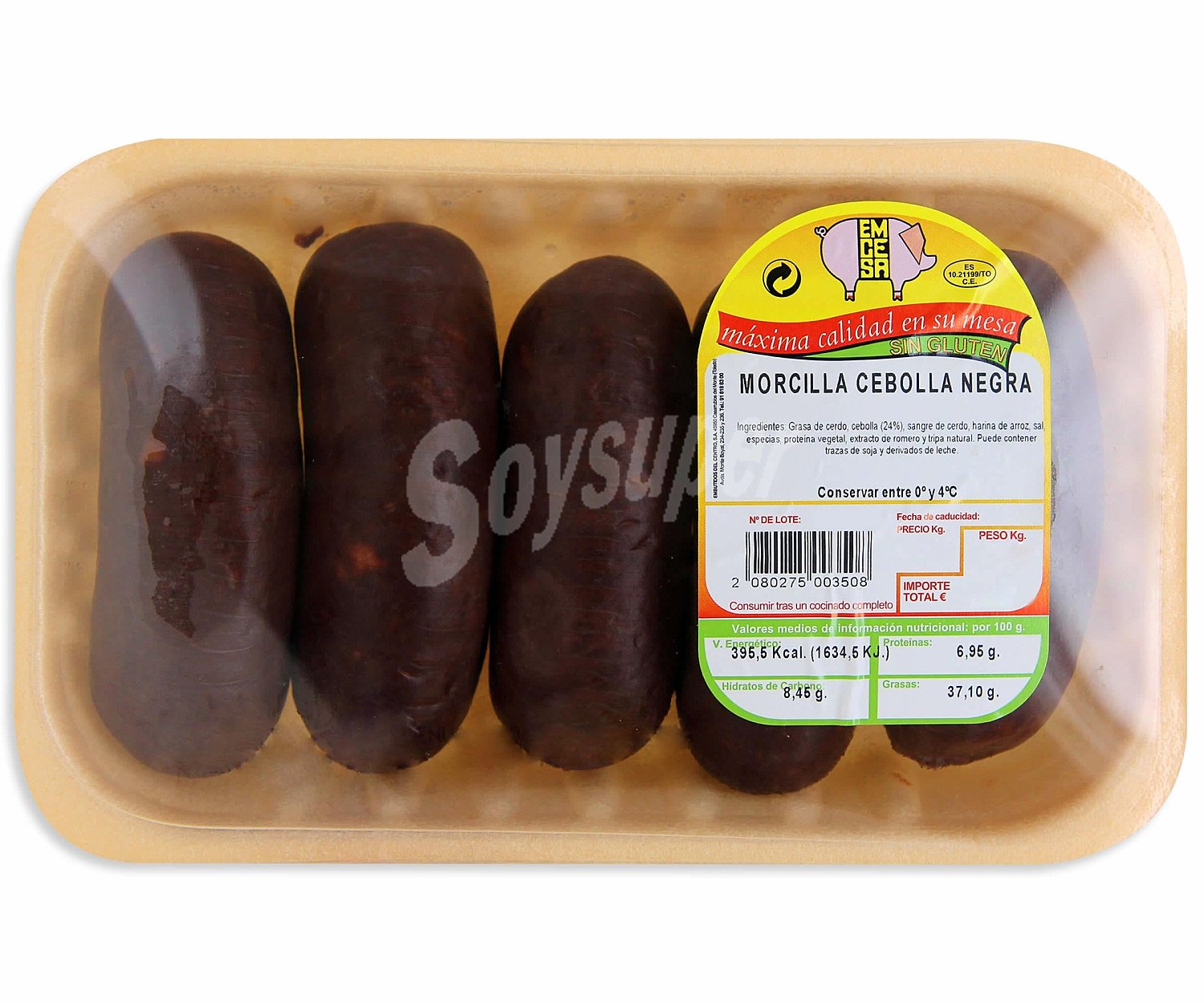 Bandeja de morcillaa negras de cebolla