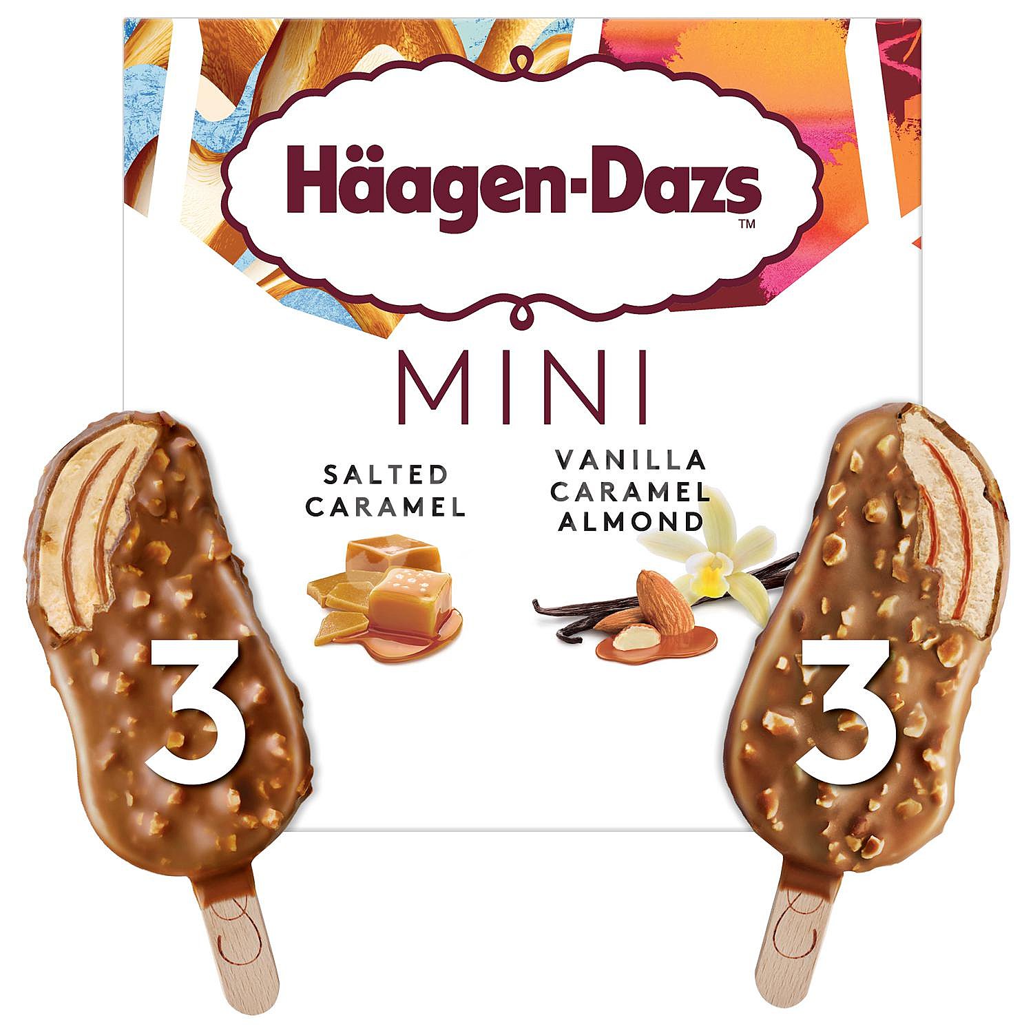 Mini bombón helado sabor caramelo sal y vainilla con caramelo almendra sin gluten