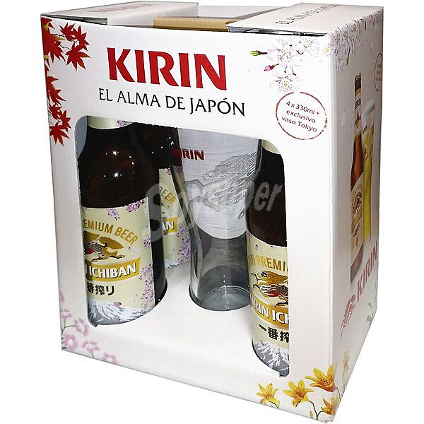 Premium cerveza rubia lager japonesa + Vaso