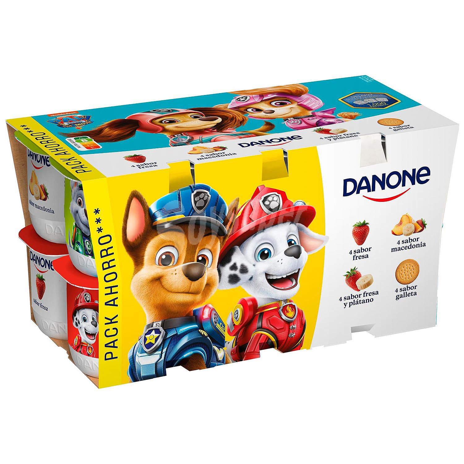 Yogur de fresa, de macedonia, de fresa-plátano y de galleta Danone