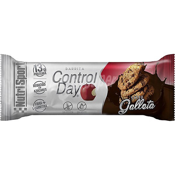 Control Day barrita con sabor a galleta con proteínas, fibra y l-carnitina sin gluten y sin aceite de palma