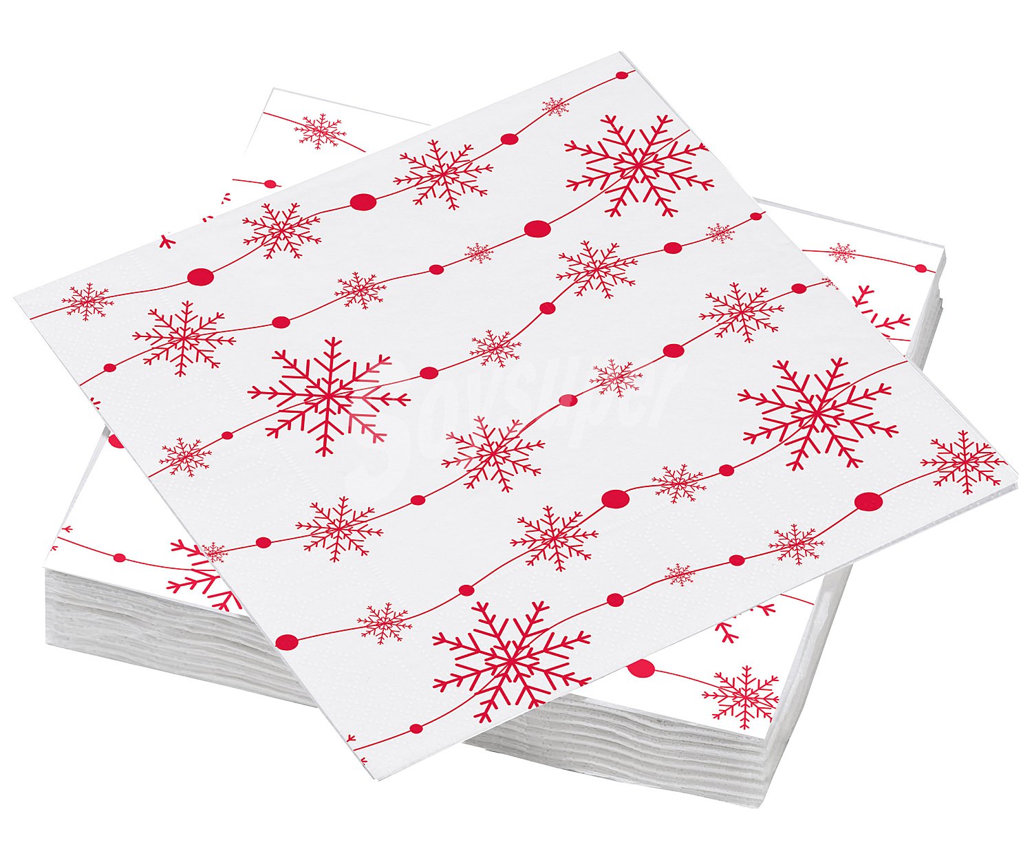 Pack de 20 servilletas con estampado navideño de copos de nieve, 25x25 cm, actuel.