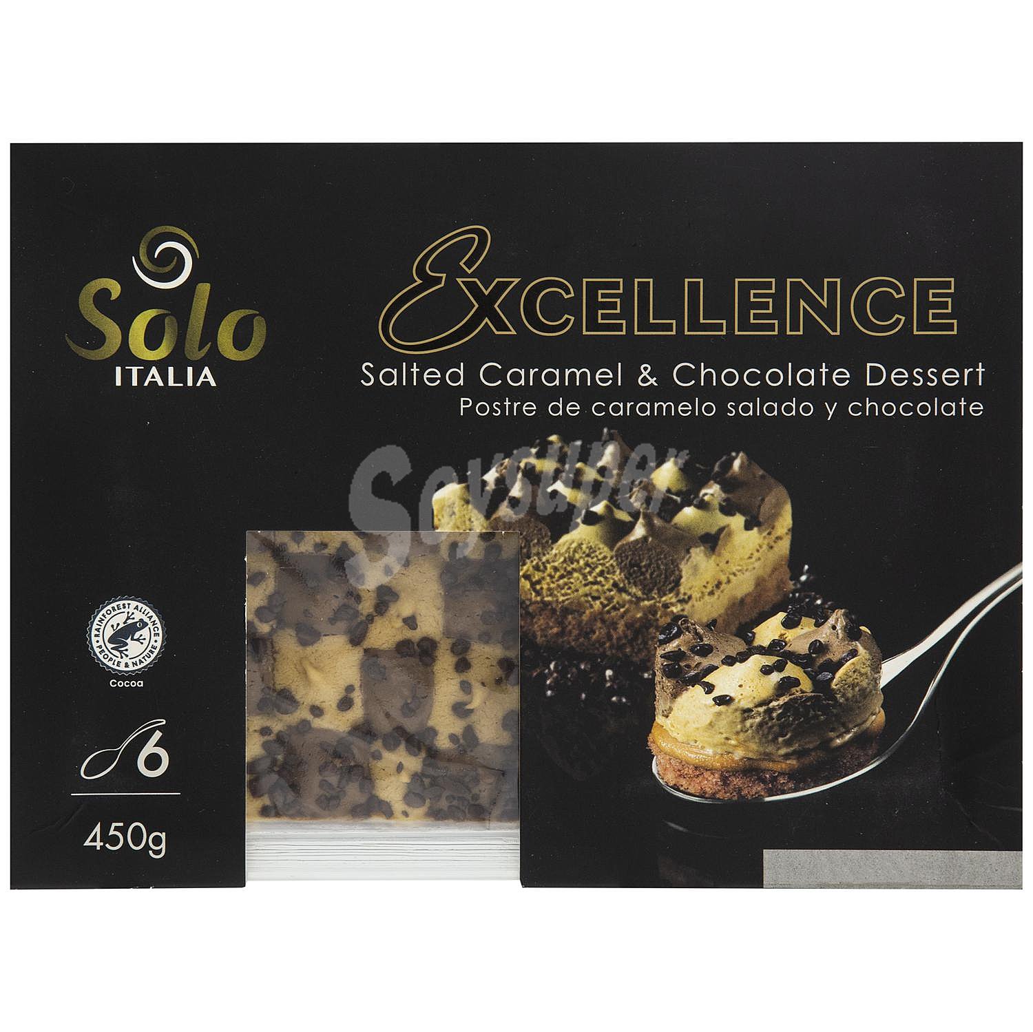 Postre de caramelo salado y chocolate Excellence