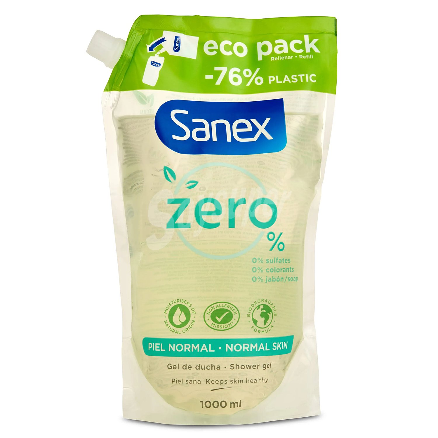 Gel de ducha Zero% para piel normal Sanex