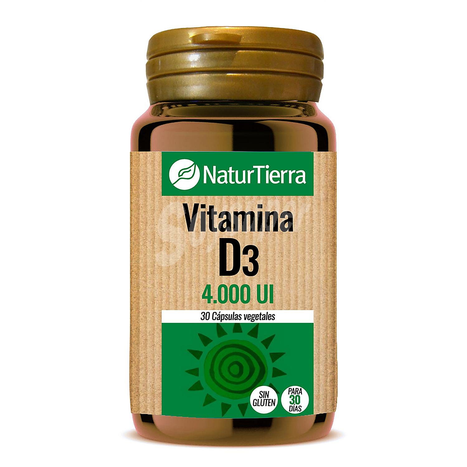 Complemento alimenticio en cápsulas Vitamina D3 naturtierra sin gluten