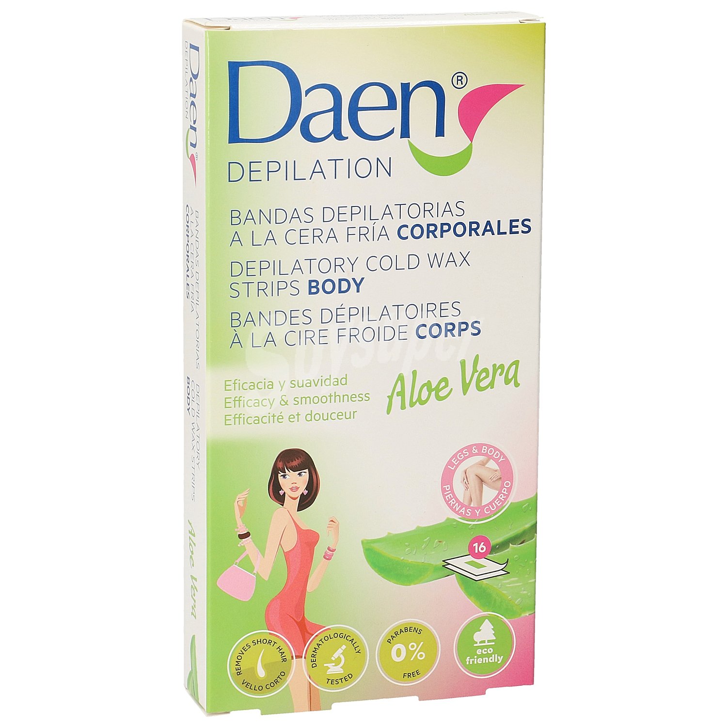 Bandas depilatorias corporales cera fría aloe vera