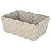 Cesta trenzada de poliproileno y acero color beige, 38x16x28 cm. actuel.