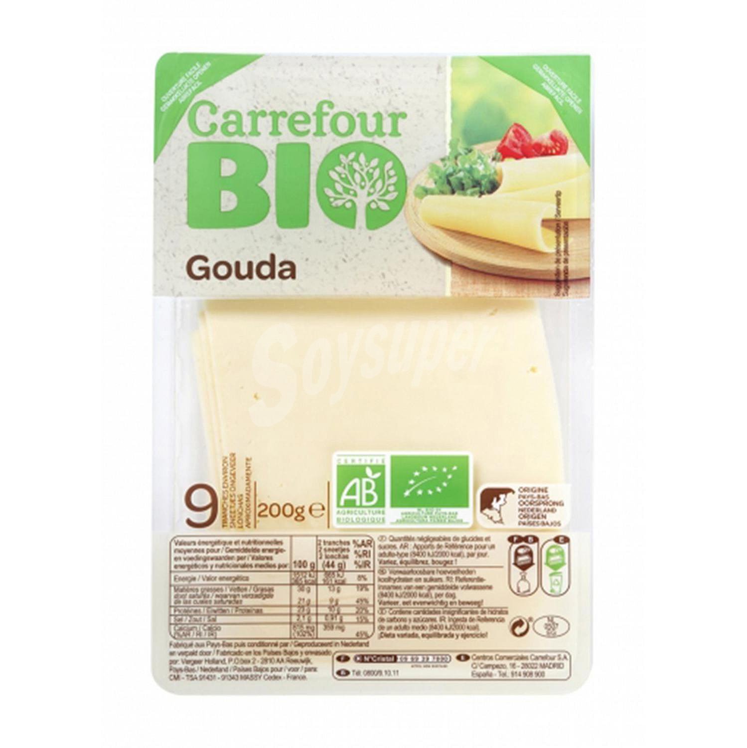 Queso gouda lonchas ecológico Carrefour Bio