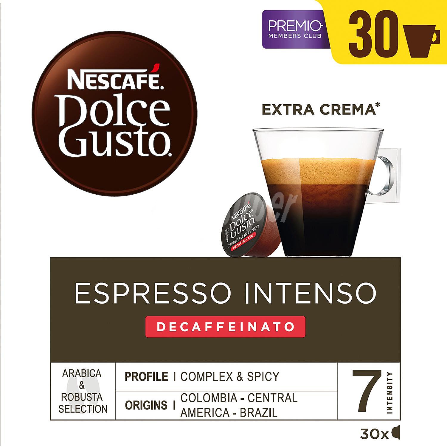 Café espresso descafeinado intenso premium arábica y robusta de Colombia y Vietnam intensidad 7