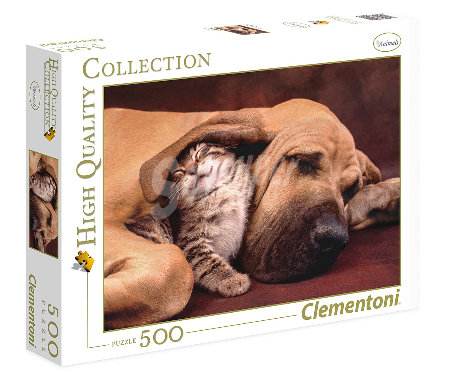 Puzzle Perro y gato Cuddles con 500 piezas, High Quality Collection clementoni.