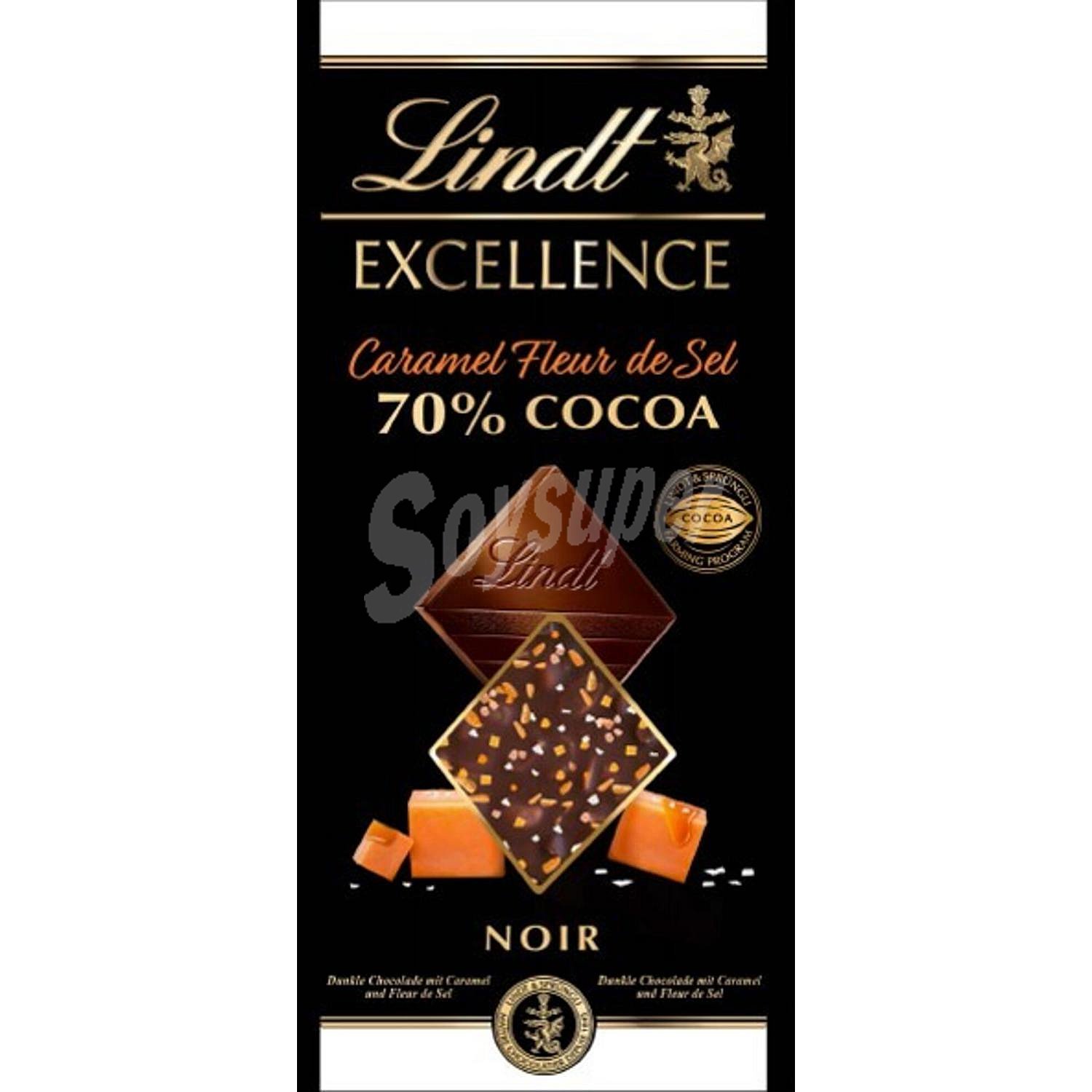 Chocolate 70 % cacao con caramelo y sal en escamas