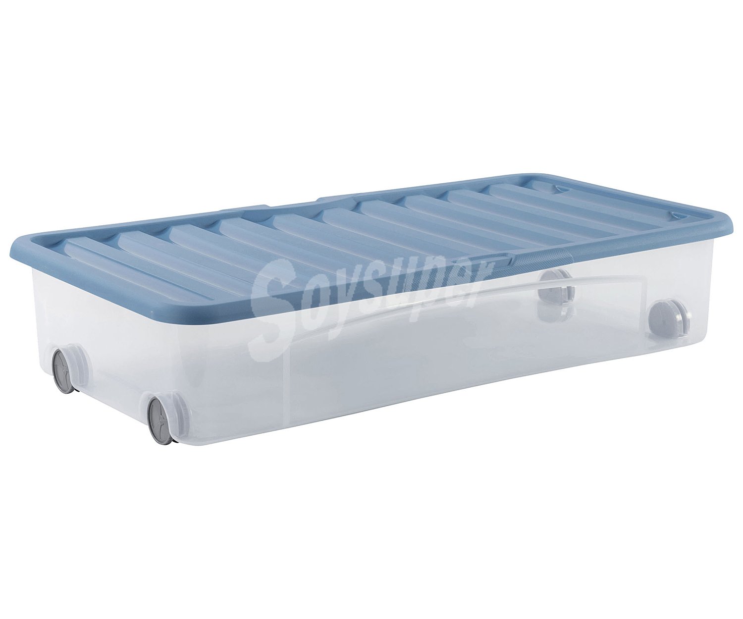 Caja bajocama transparente con tapa y ruedas, 35 litros, actuel.