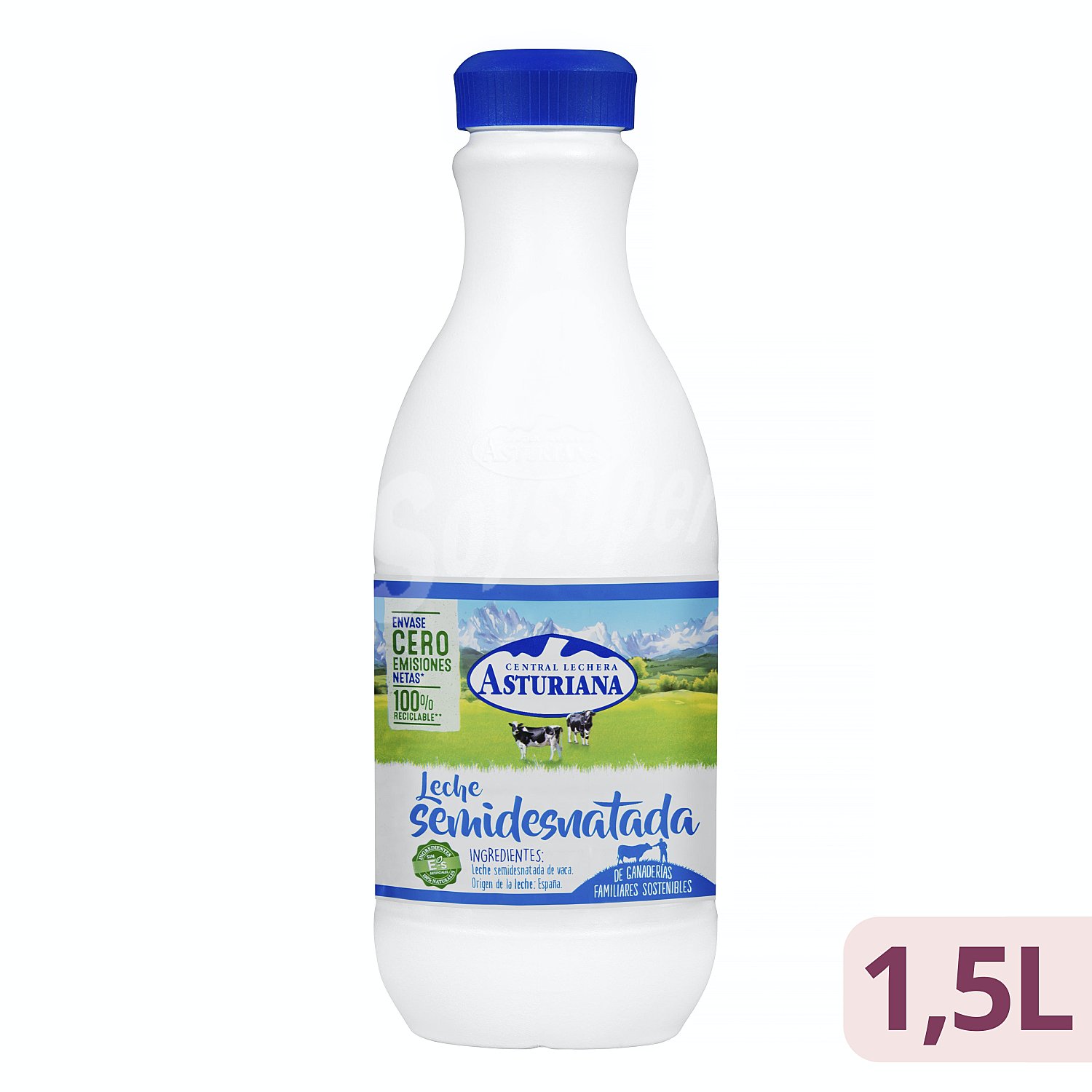 Leche semidesnatada de vaca de origen española central lechera asturiana