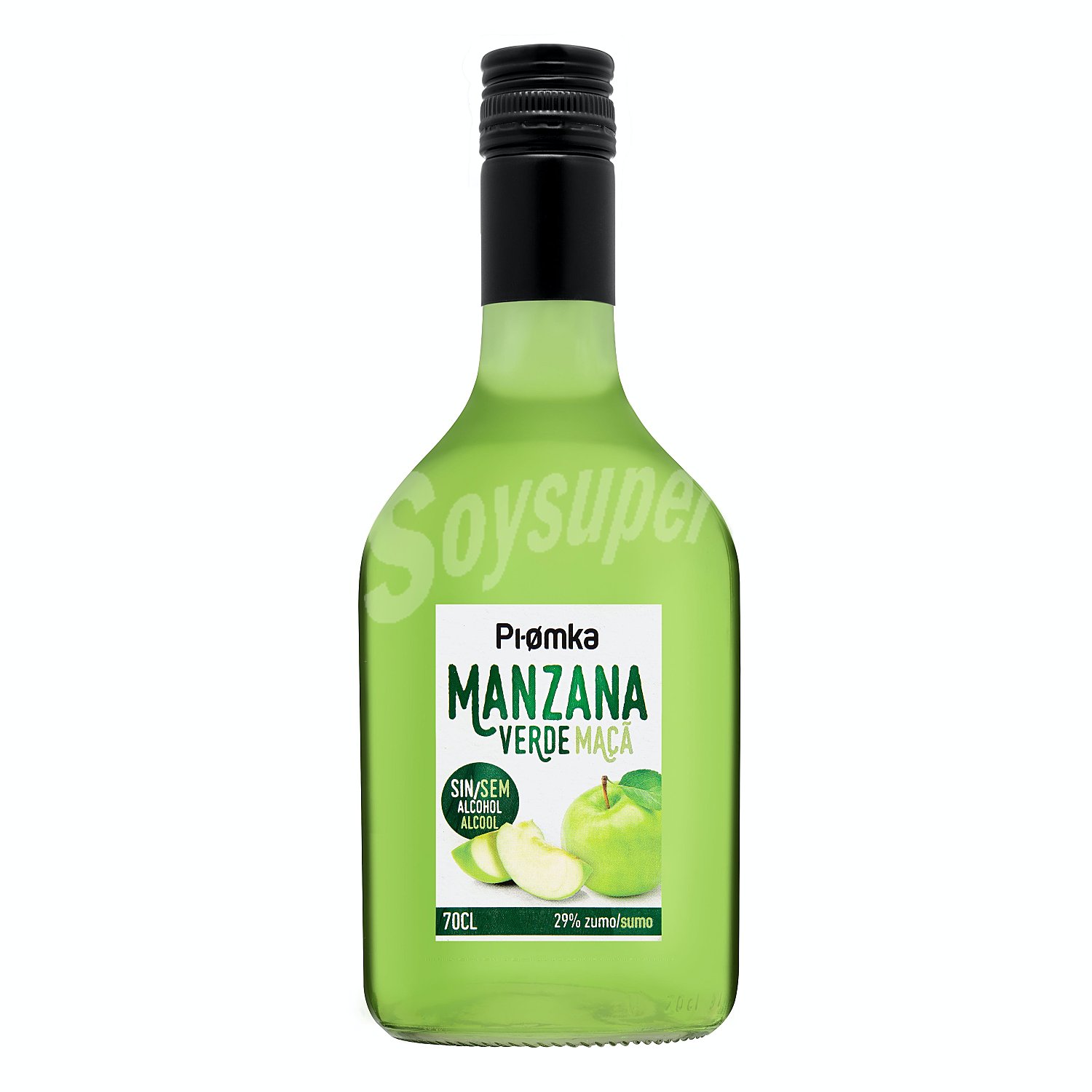 Licor sin alcohol de manzana verde