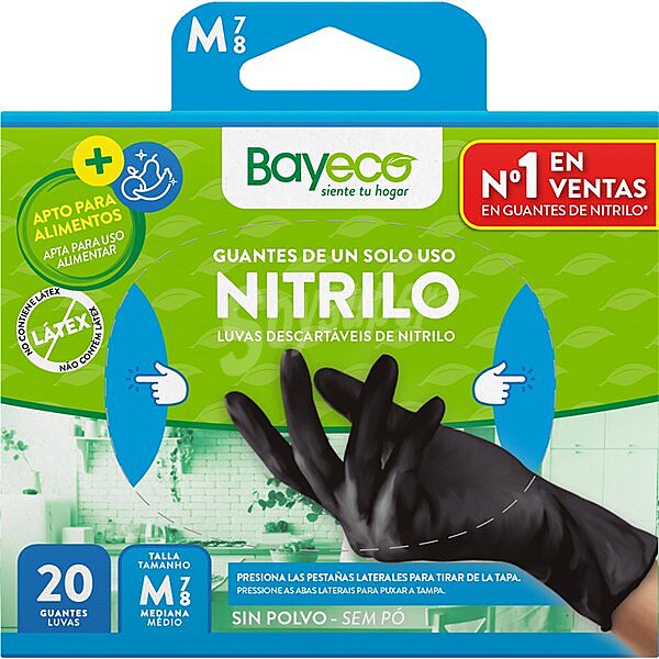 Guantes de nitrilo negros un solo uso talla M