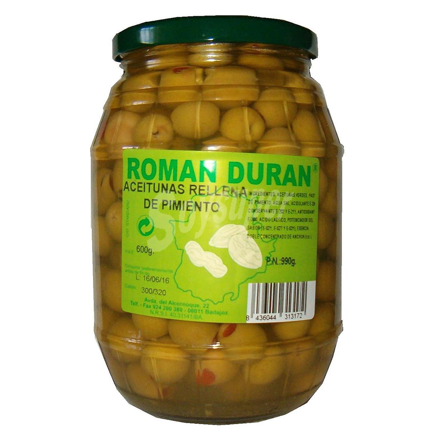 Aceitunas verdes rellenas de pimiento Roman Duran