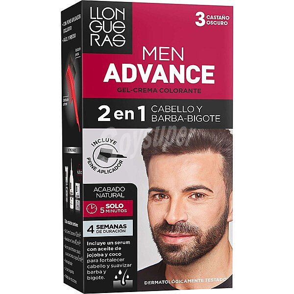 Men Advance gel crema colorante 2 en 1 cabello y barba nº 3 Castaño Oscuro